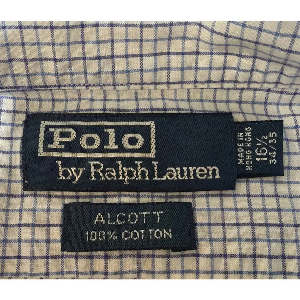 Vtg 90s Polo By Ralph Lauren Alcott Shirt Mens Large 16.5 Blue White Stripe